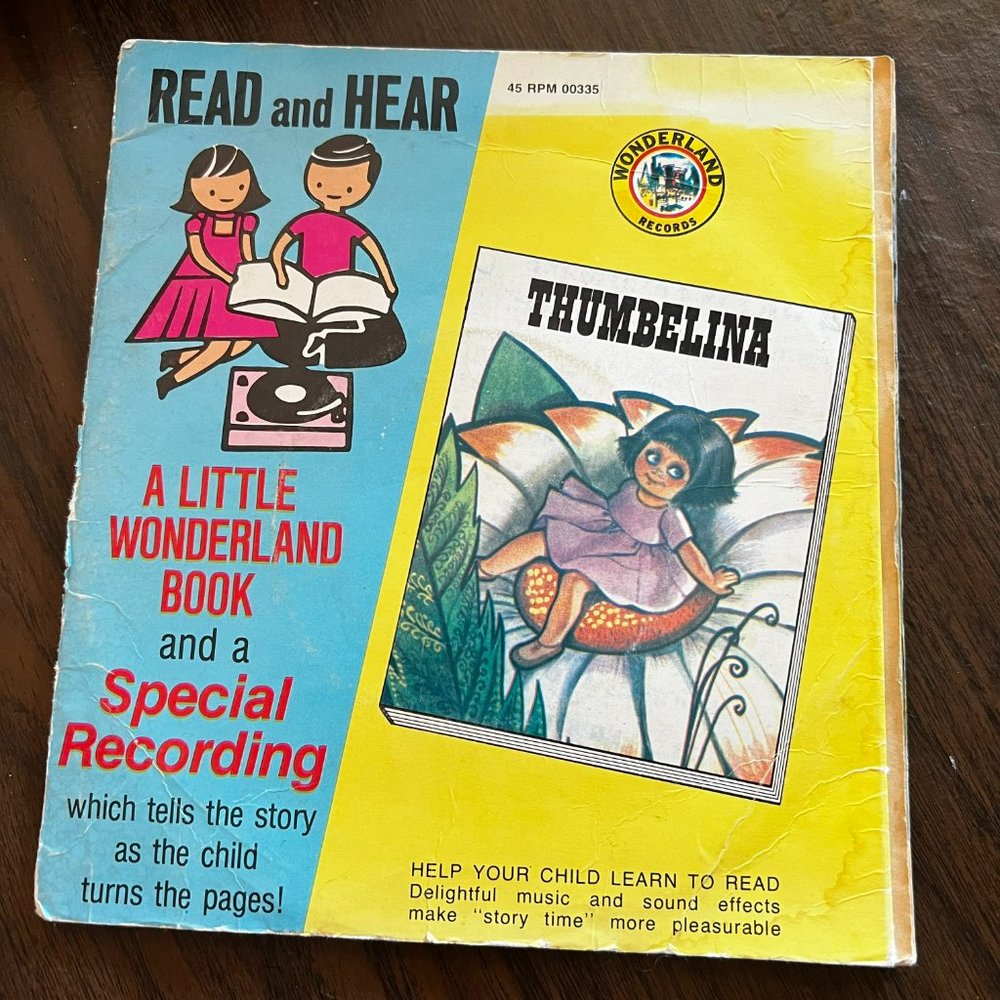 Vintage Little Wonderland Book and Recording Thumbelina Read and Hear 45 RPM